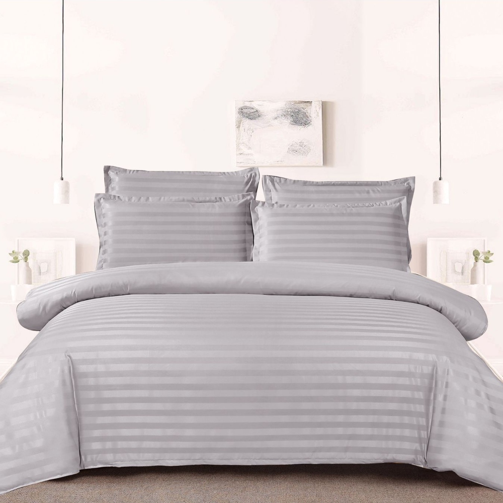 Lenjerie damasc Sky Home 1 persoana gri deschis