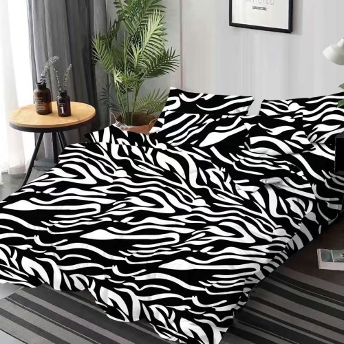 lenjerie alb negru zebra