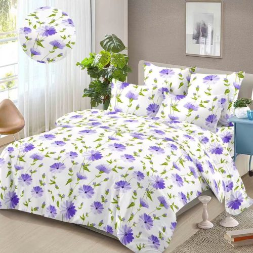 lenjerie de pat finet alba cu flori mov (1)
