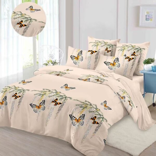 lenjerie de pat finet bej cu fluturi