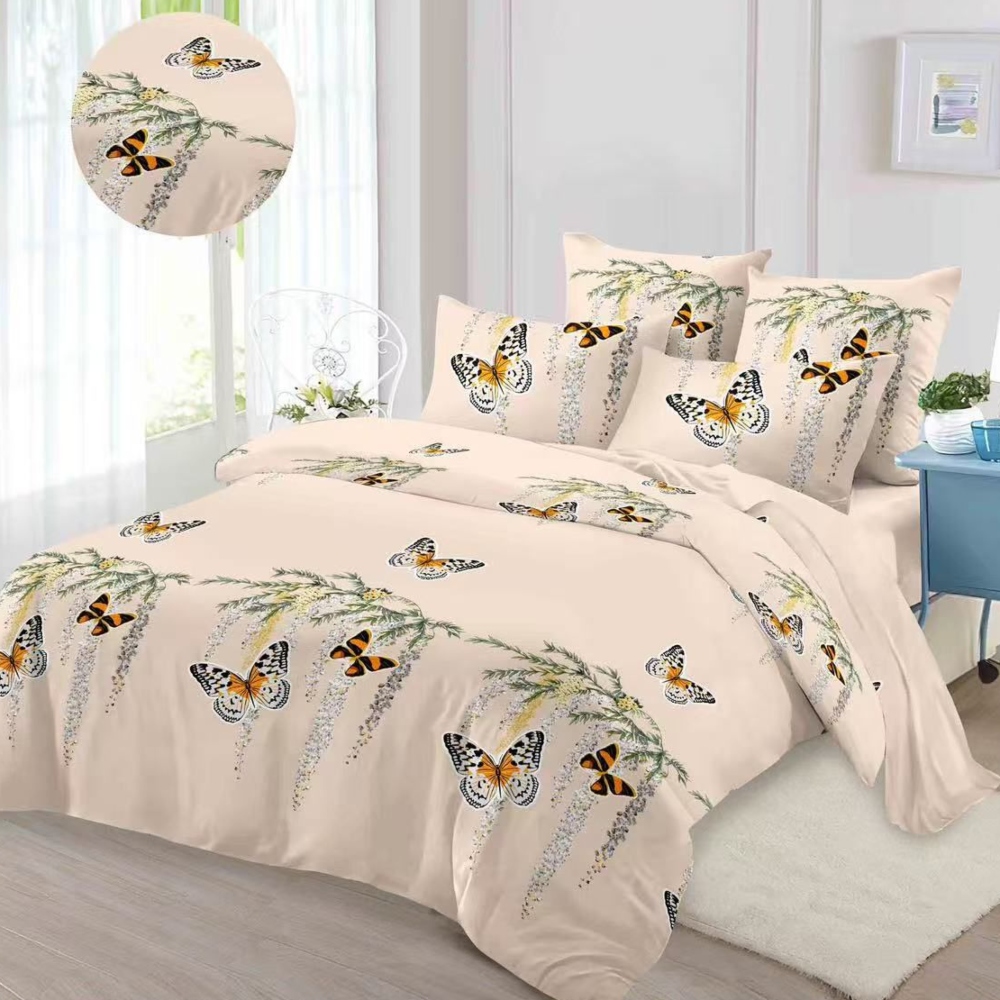 lenjerie de pat finet bej cu fluturi lenjerie de pat finet bej cu fluturi