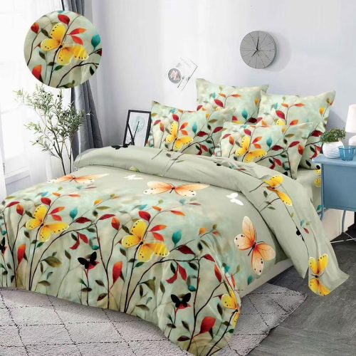 lenjerie vernil cu fluturi colorati - cearceaf cu elastic