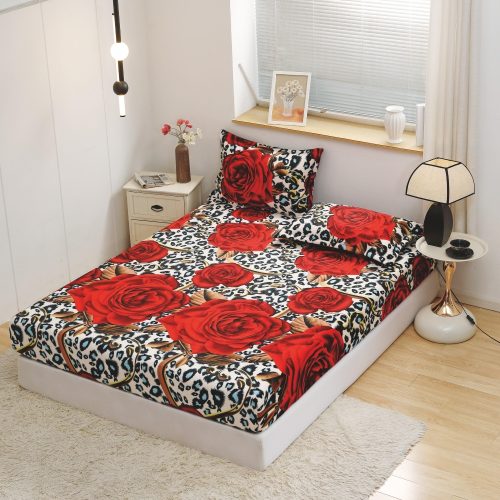 husa de pat cocolino cu trandafiri rosii
