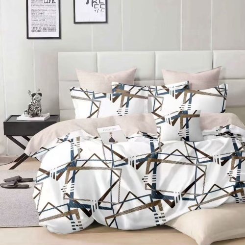 lenjerie de pat alba cu forme geometrice