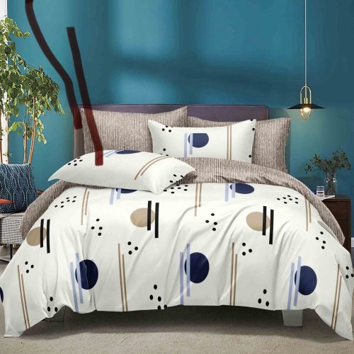 lenjerie de pat crem cu buline colorate