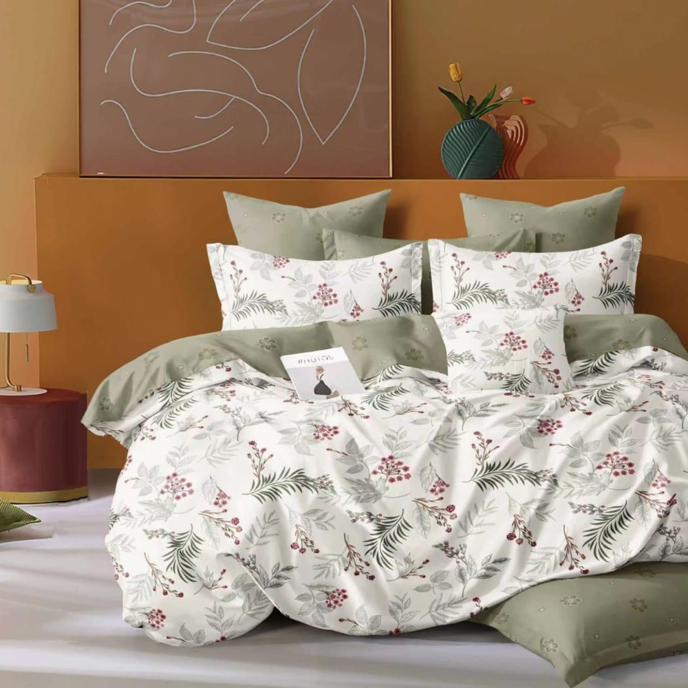 lenjerie de pat crem cu verde lenjerie de pat crem cu verde