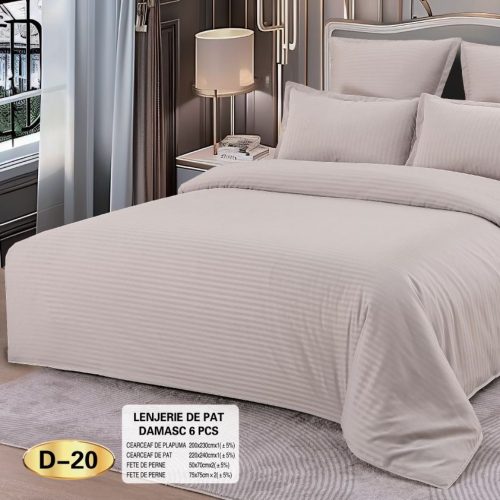 lenjerie de pat model damasc gri