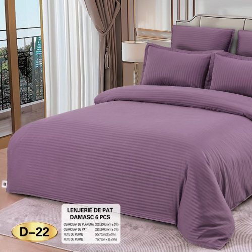 lenjerie de pat model damasc mov