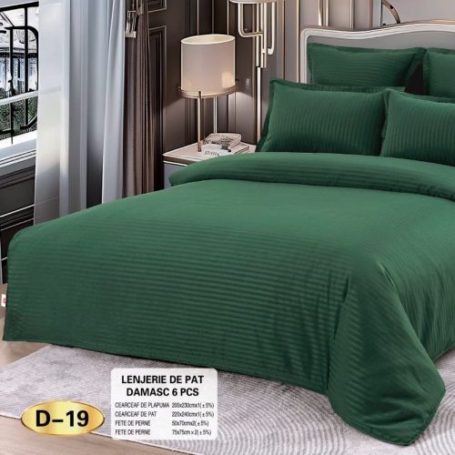 lenjerie de pat model damasc verde