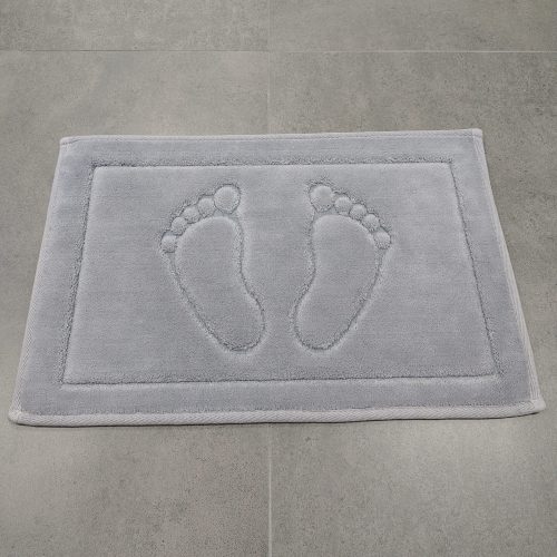 Covoras de baie pufos picioare gri deschis