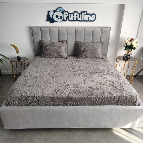 husa de pat cocolino cu fluturasi gri inchis (2)