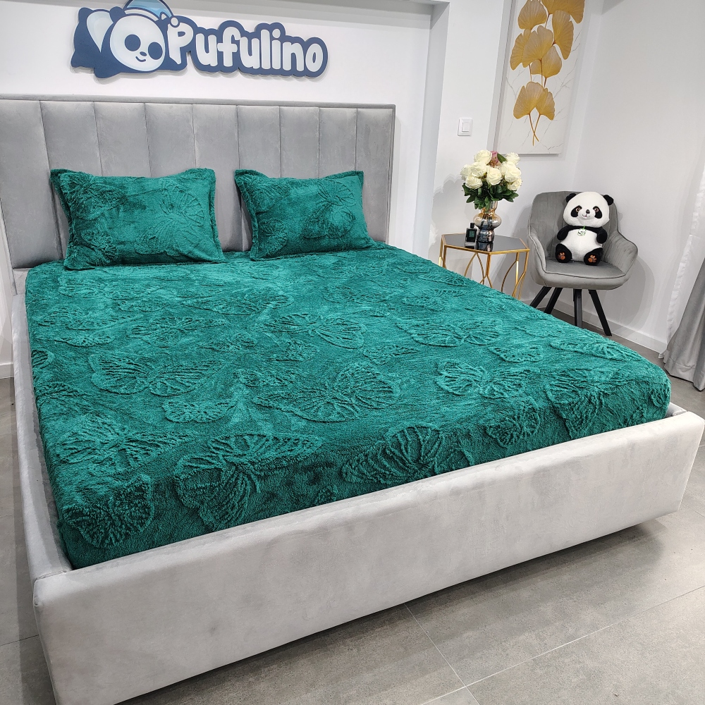 husa de pat cocolino model cu fluture verde (1)