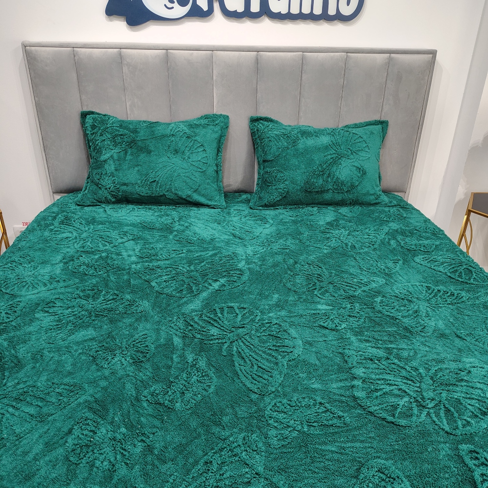 husa de pat cocolino model cu fluture verde (2)