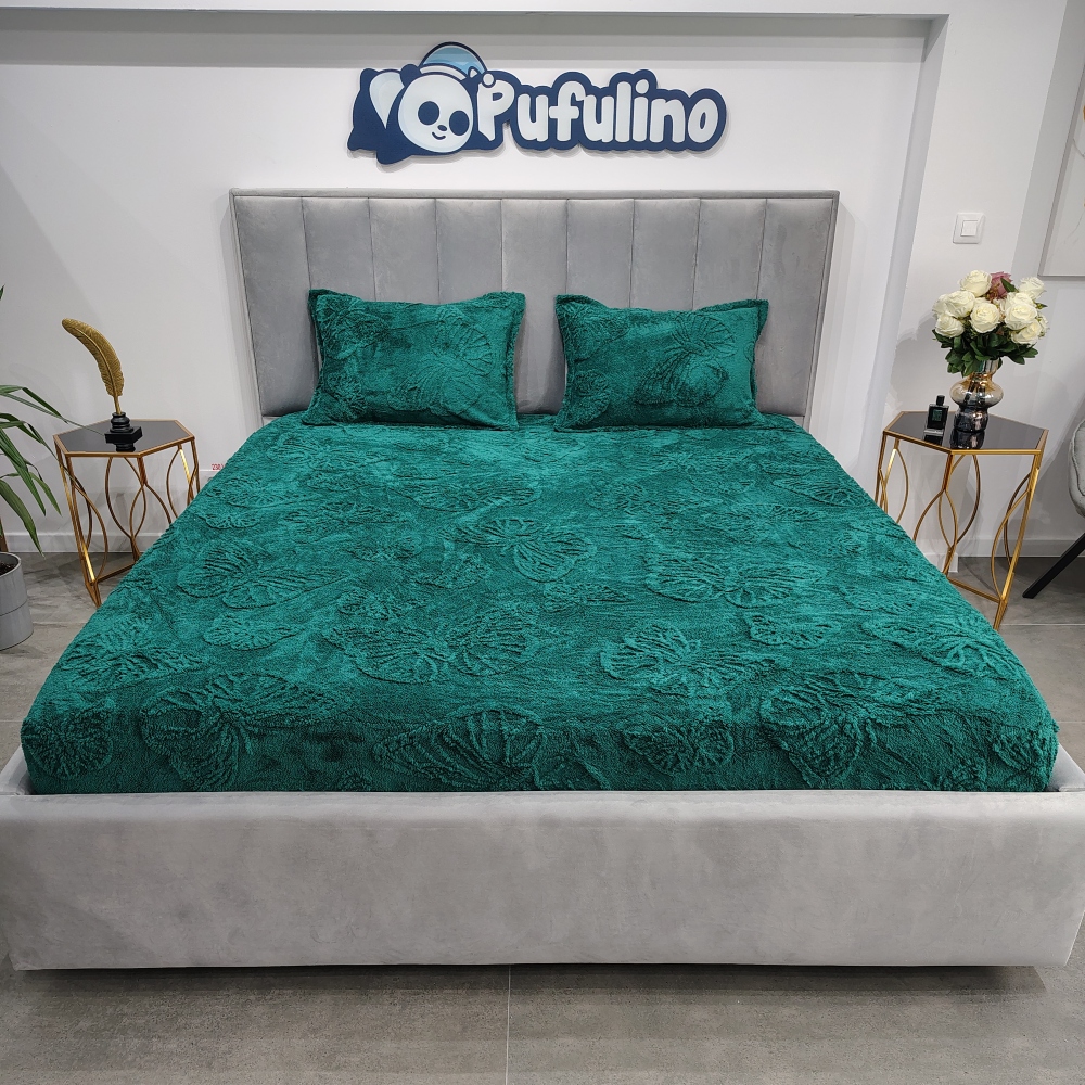 husa de pat cocolino model cu fluture verde