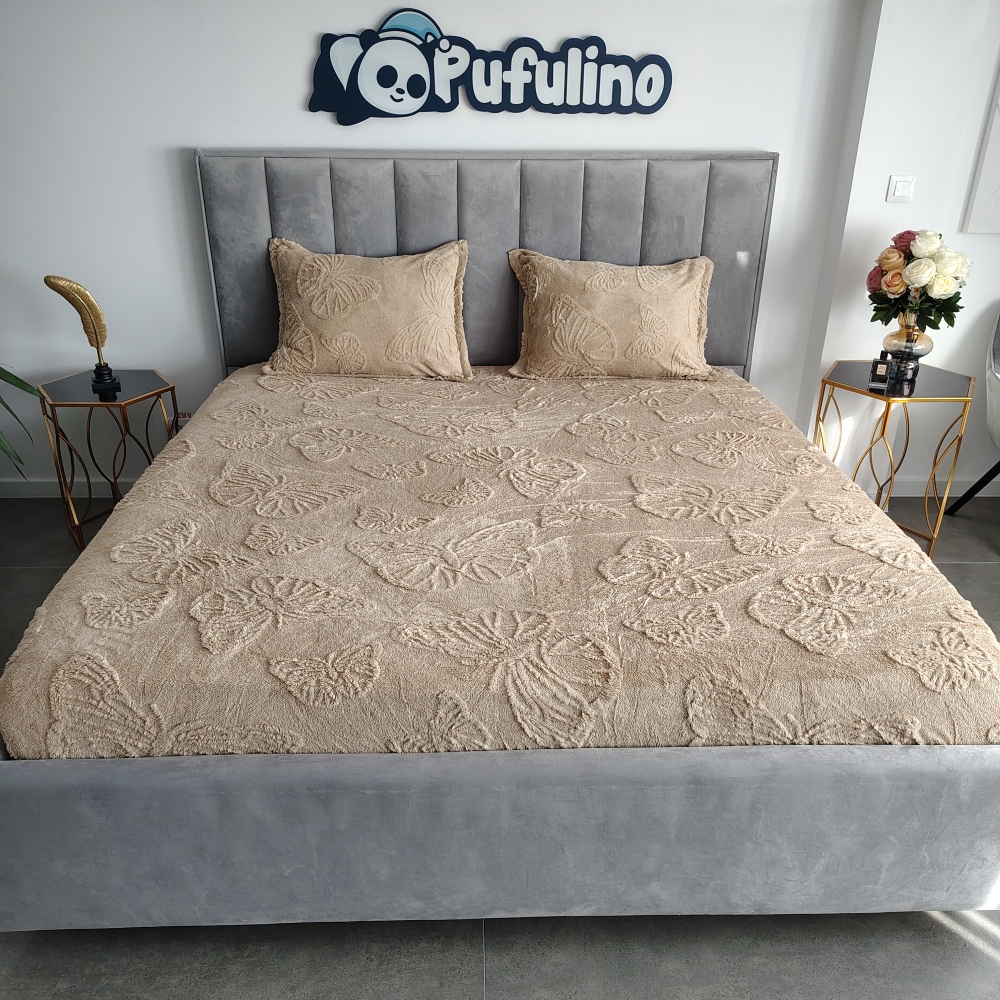 husa de pat cocolino model fluturasi bej husa de pat cocolino model fluturasi