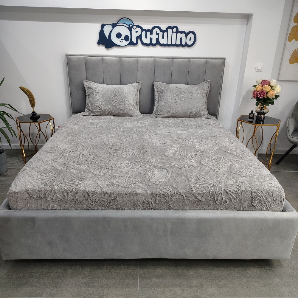 husa de pat cocolino model fluturasi gri deschis husa de pat cocolino model fluturasi gri deschis