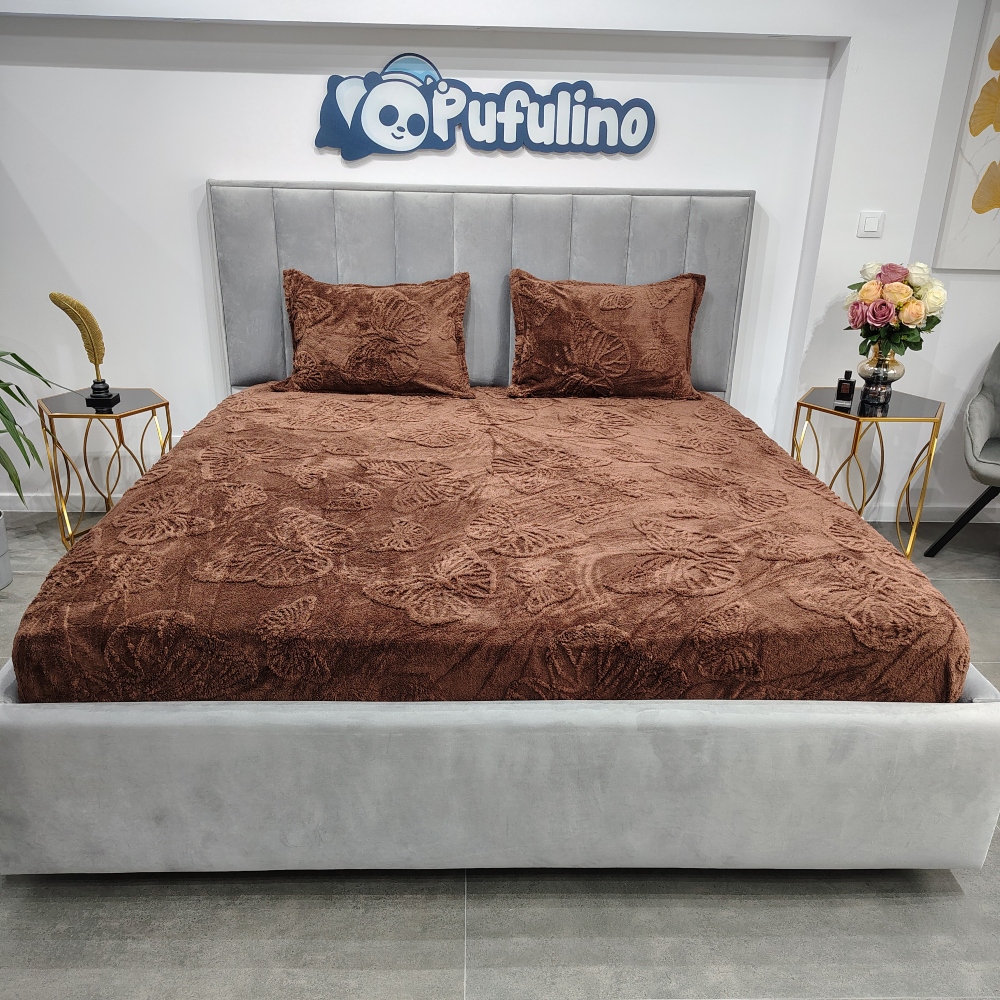 husa de pat cocolino model fluturasi maro husa de pat cocolino model fluturasi maro