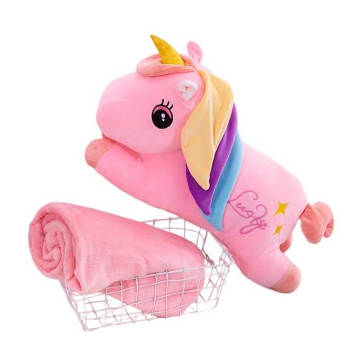 jucarie unicor roz cu patura cadou lucky