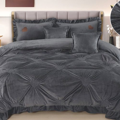 lenjerie catifea antracit