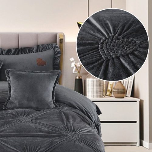 lenjerie catifea antracit aproape