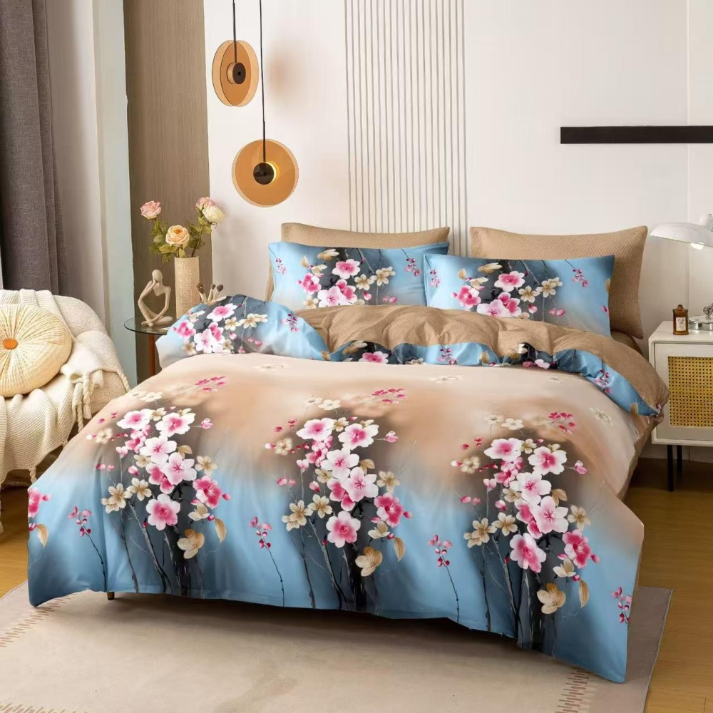 lenjerie de pat bumbac satinat multicolora cu flori lenjerie de pat bumbac satinat multicolora cu flori
