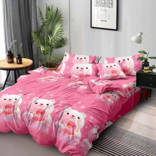 lenjerie de pat finet roz cu ursuleti