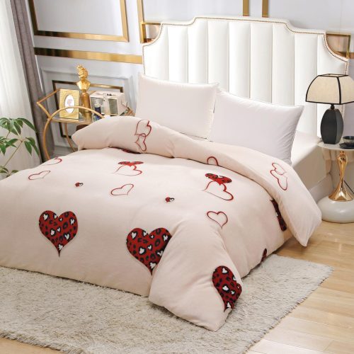 patura cocolino crem cu inimioare balon