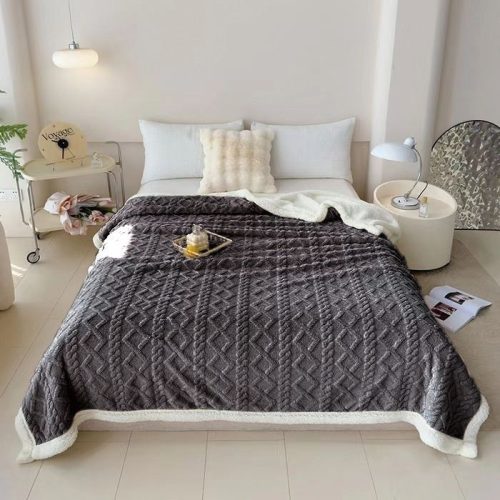 patura cu blanita uni gri antracit