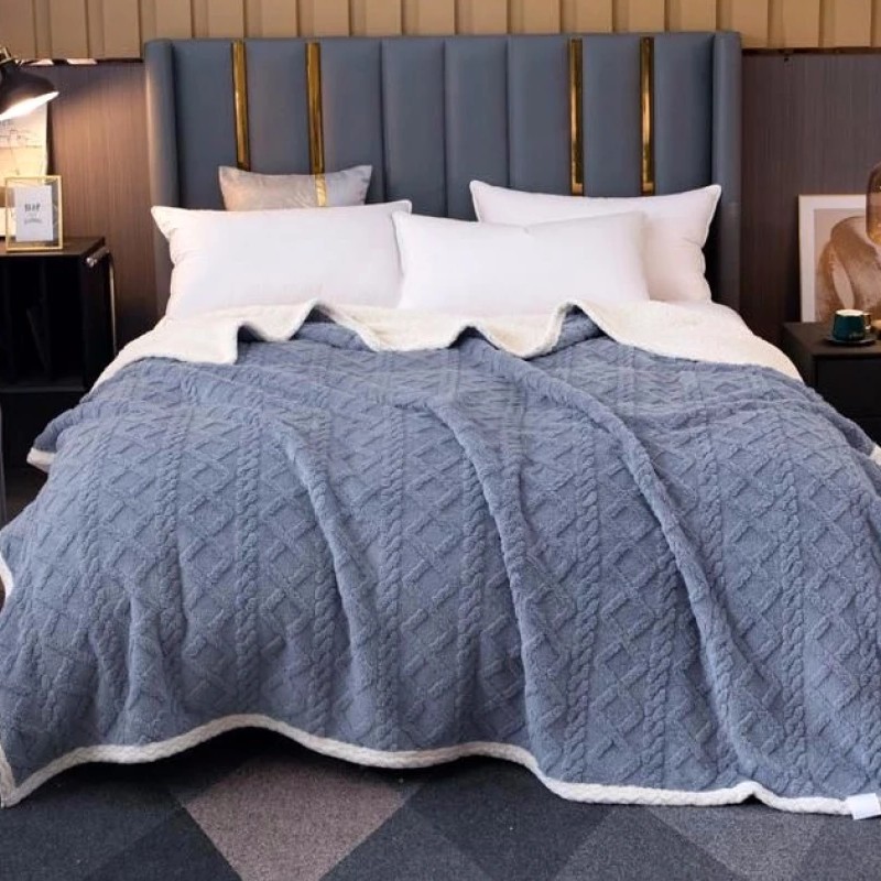 patura cu blanita uni gri petrol patura cu blanita uni gri petrol