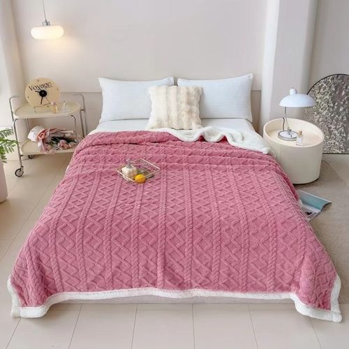 patura cu blanita uni roz