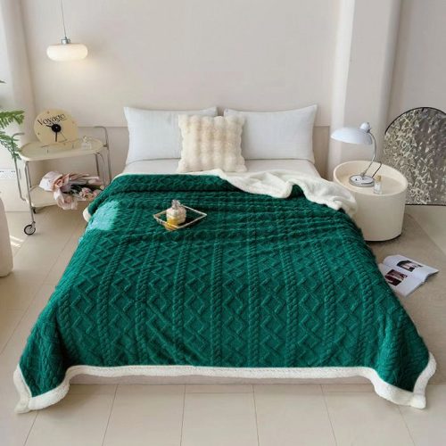 patura cu blanita uni smarald