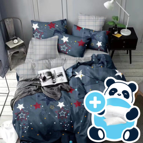 Pachet promo lenjerie pilota si perna pentru 1 persoana red stars