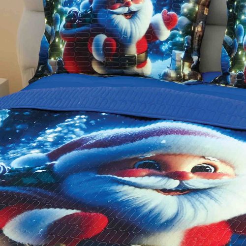 cuvertura 5D mos craciun albastru aproape