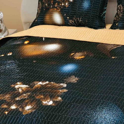 cuvertura 5D nagra cu globulete aurii aproape