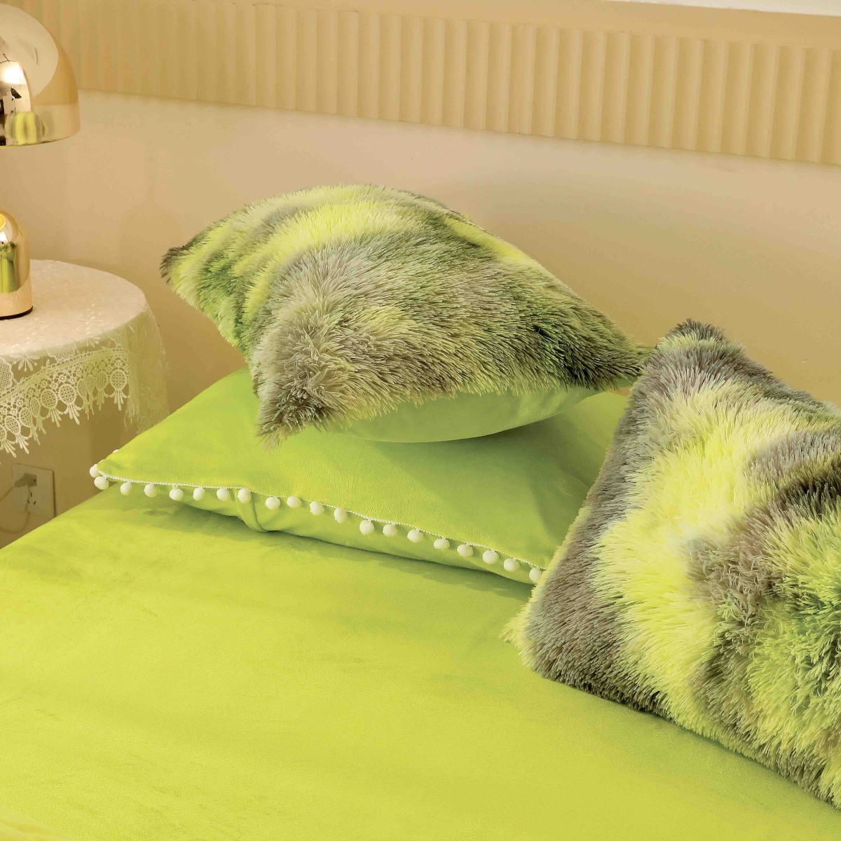 lenjerie cocolino fluffy verde degrade perne lenjerie cocolino fluffy verde degrade perne