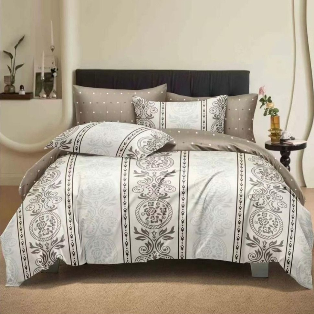 lenjerie de pat finet crem cu ornamente bej lenjerie de pat finet crem cu ornamente bej