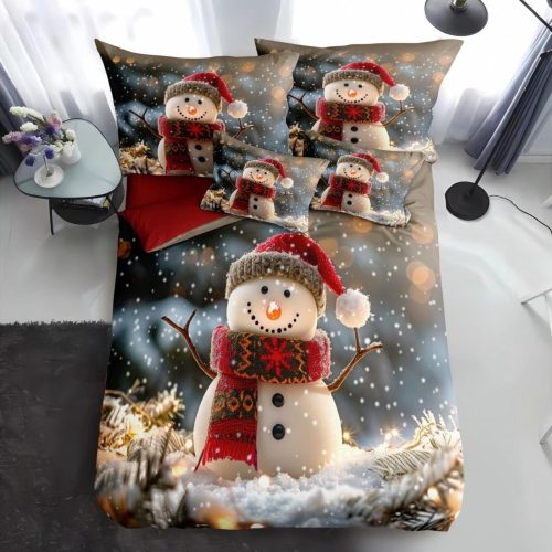 lenjerie de pat finet gri cu om de zapada