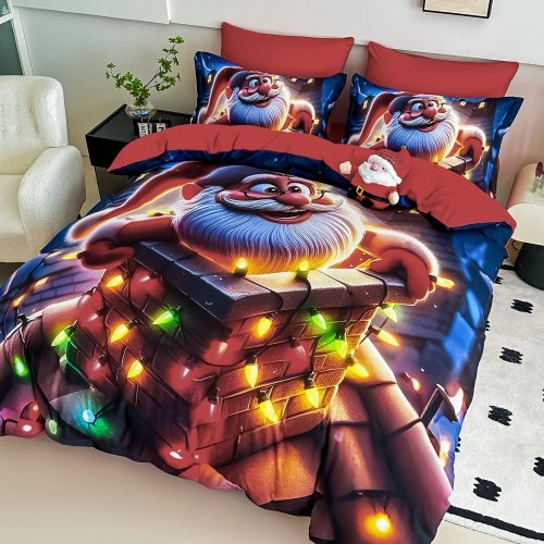 lenjerie de pat finet model de craciun cu horn