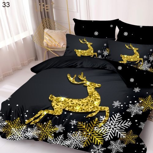 lenjeriede pat finet model de craciun neagra cu reni