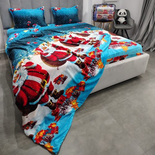 Pachet promo husa de pat si patura cocolino Christmas Toys profil