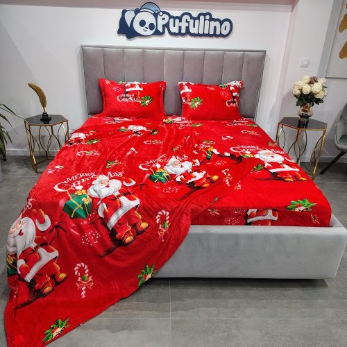 Pachet promo husa de pat si patura cocolino Merry Christmas (1)