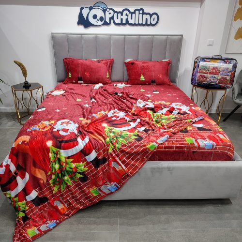 Pachet promo husa de pat si patura cocolino Santa Claus Village