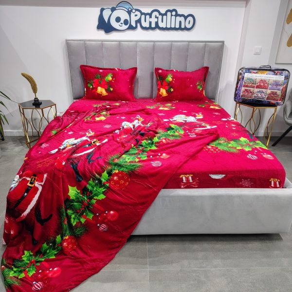 Pachet promo husa de pat si patura cocolino Santa Mission