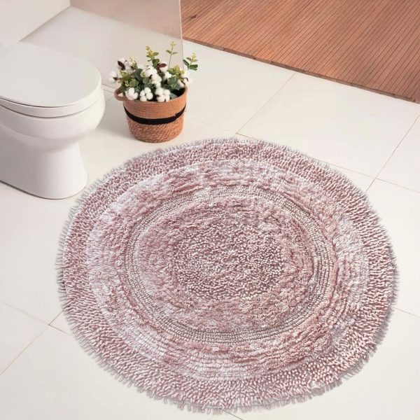covor baie rotund roz pudra