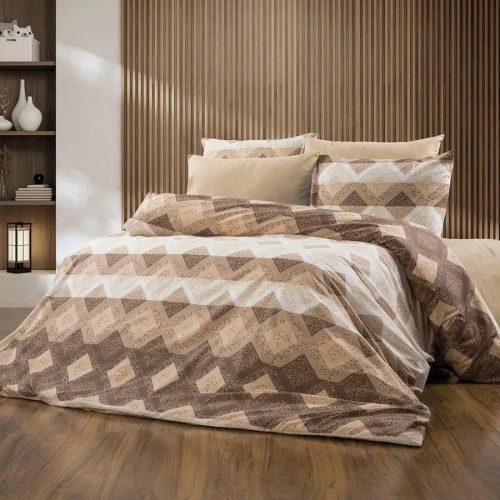 lenjerie bej maro cu romburi