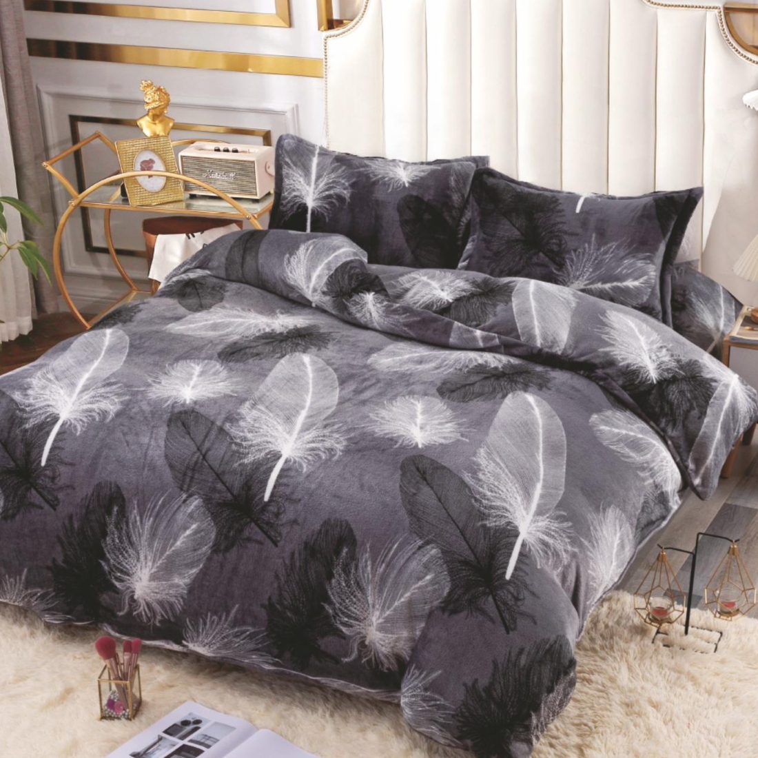 lenjerie cocolino gri cu cu fulgi lenjerie cocolino gri cu cu fulgi