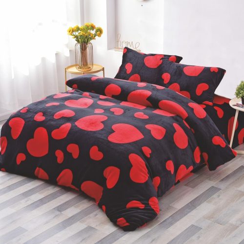 lenjerie cocolino neagra cu inimioare rosii