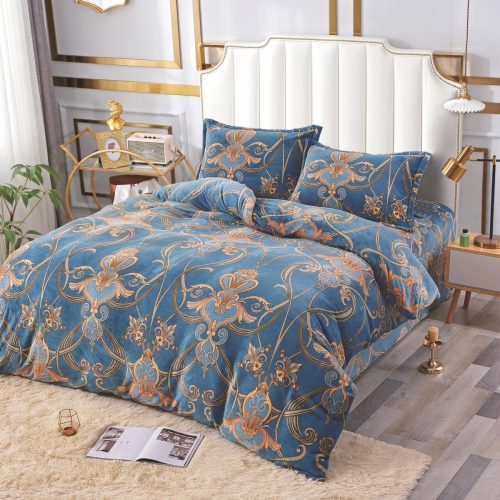 lenjerie cocolino turcoaz cu ornamente royalty