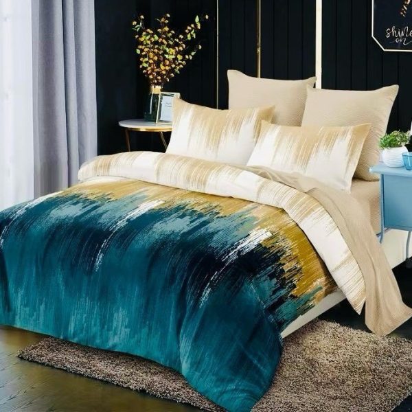 lenjerie crem albastru pictura