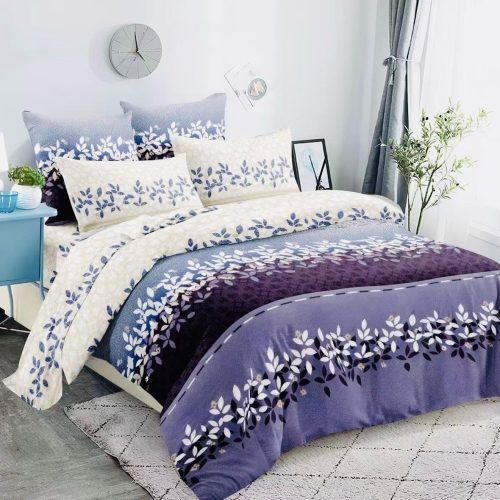 lenjerie crem lila violet cu frunze flori mici